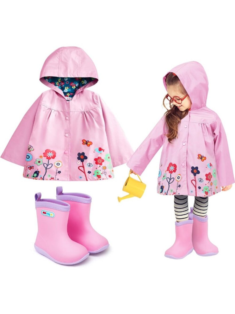 2-Piece Toddler Raincoat & Boot Set - Waterproof, Lightweight, Fun Colors